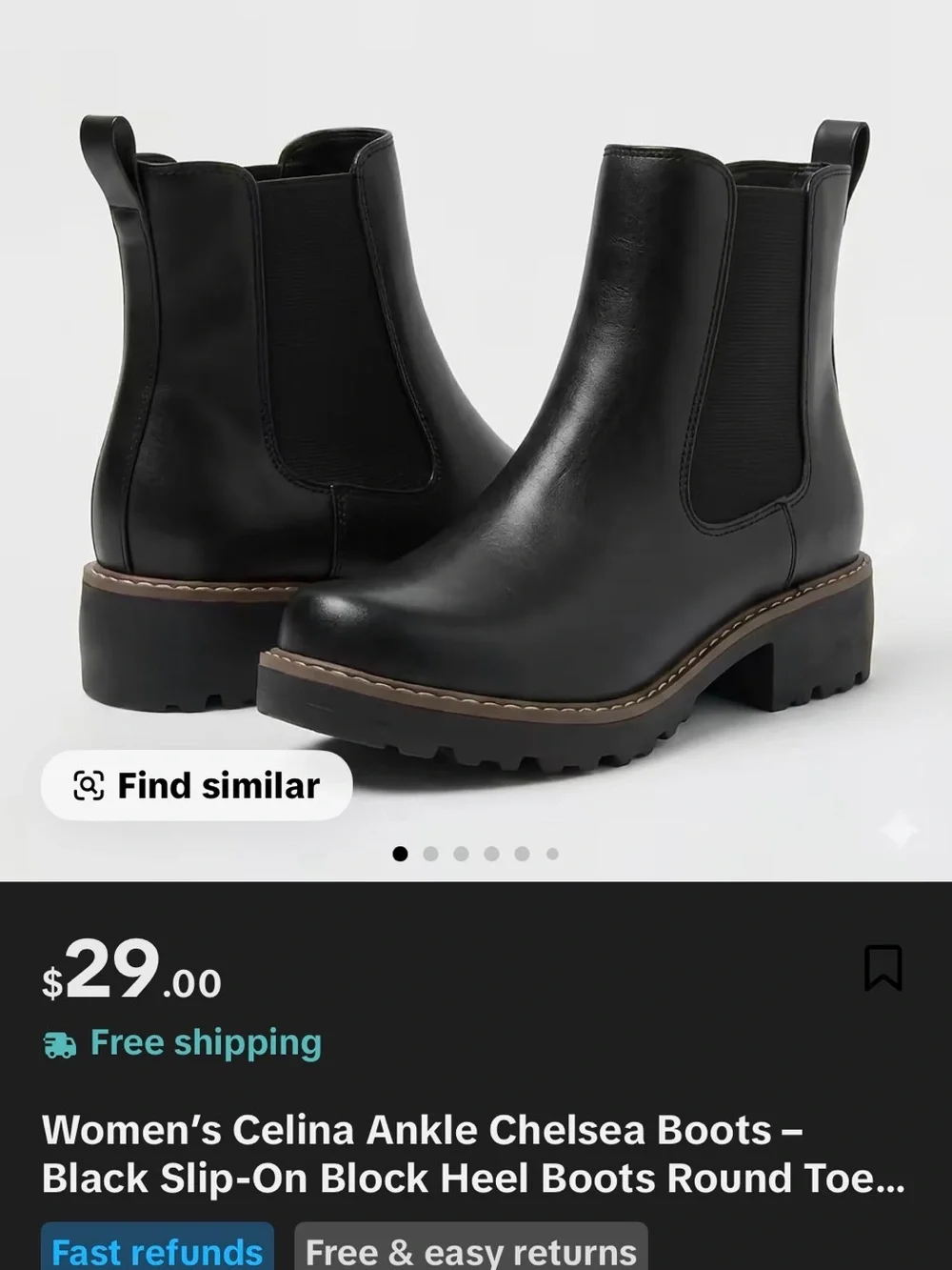 Universal Thread Women’s Black Chelsea Lug Ankle Boots